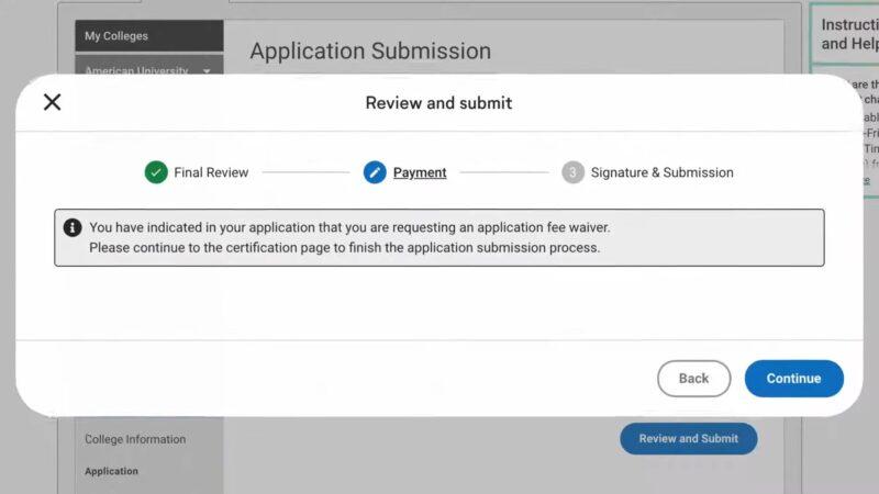 Review and Submit Application